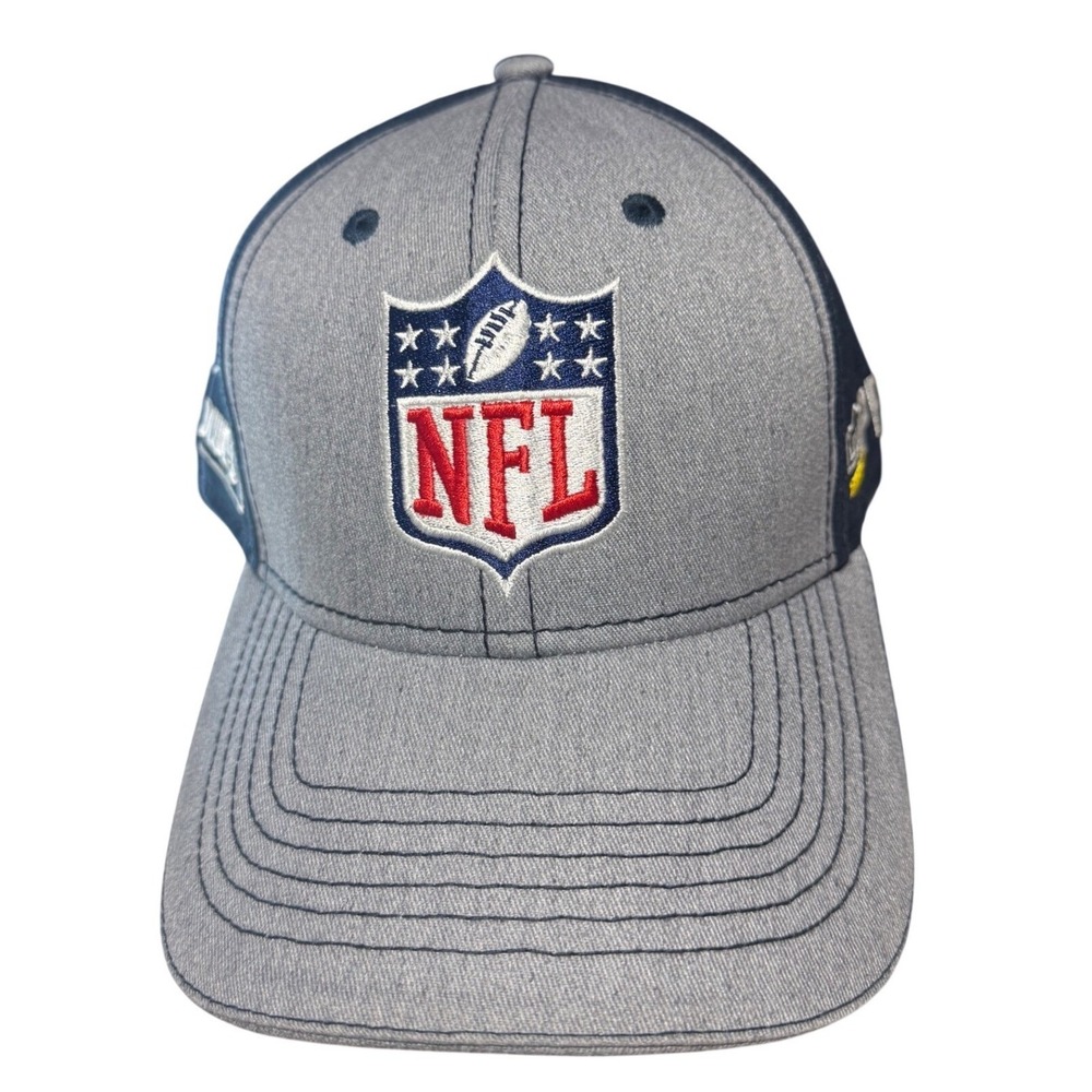 NFL Mens Hat OSFA Gray Navy Cotton Solid Curved Adjustable Lowes Pro Shield Cap